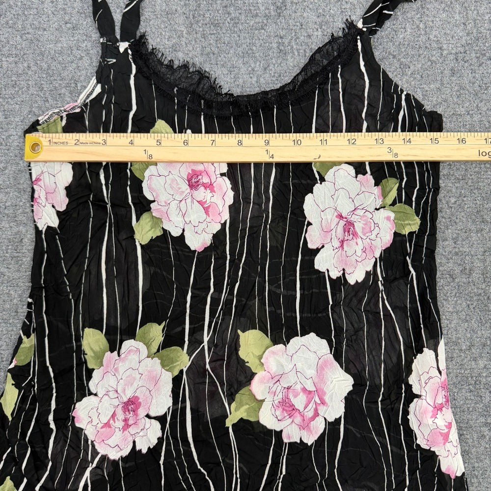 Komarov Y2K Floral Crinkle Lace Trim Cami Top Size M Whimsigoth Romantic - Picture 6 of 7